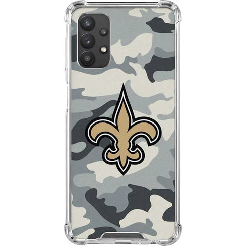 NFL New Orleans Saints Camo Galaxy A32 5G Clear Case