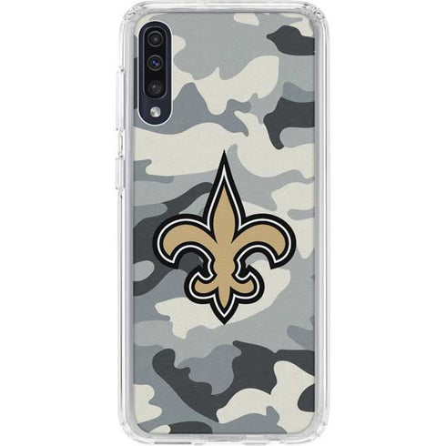 NFL New Orleans Saints Camo Galaxy A50 Clear Case