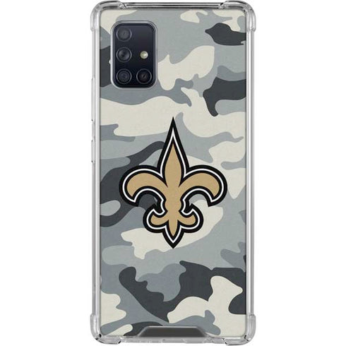 NFL New Orleans Saints Camo Galaxy A71 5G Clear Case