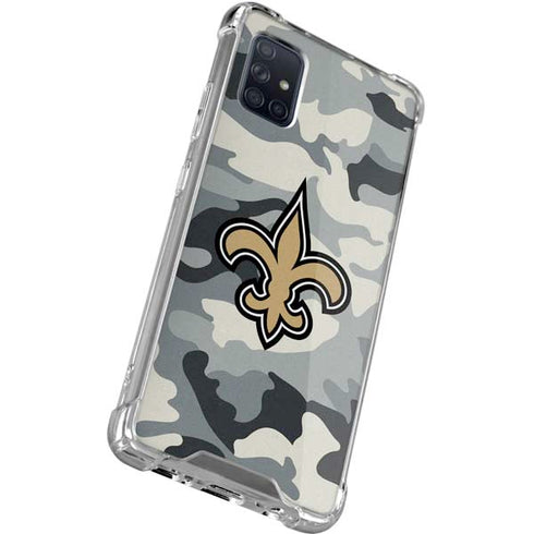 NFL New Orleans Saints Camo Galaxy A71 5G Clear Case
