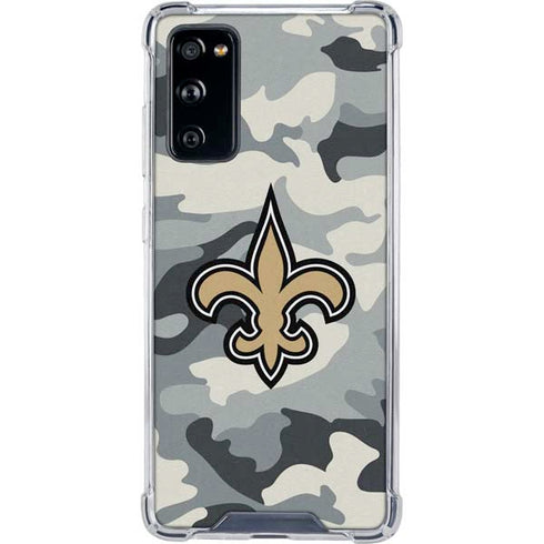 NFL New Orleans Saints Camo Galaxy S20 FE Clear Case
