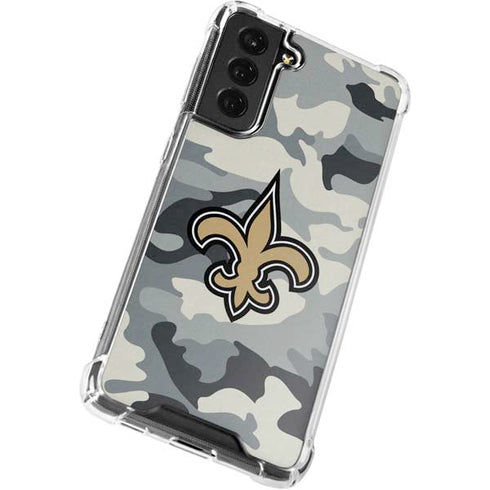 NFL New Orleans Saints Camo Galaxy S21 FE Clear Case