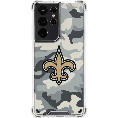 NFL New Orleans Saints Camo Galaxy S21 Ultra 5G Clear Case