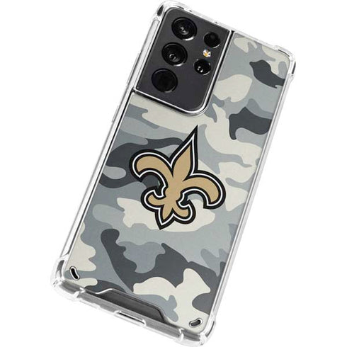 NFL New Orleans Saints Camo Galaxy S21 Ultra 5G Clear Case