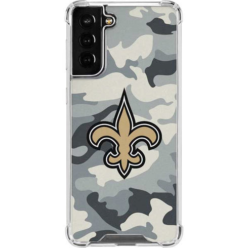 NFL New Orleans Saints Camo Galaxy S22 Plus Clear Case
