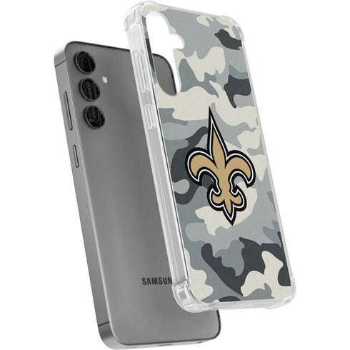 NFL New Orleans Saints Camo Galaxy S24 Plus Clear Case