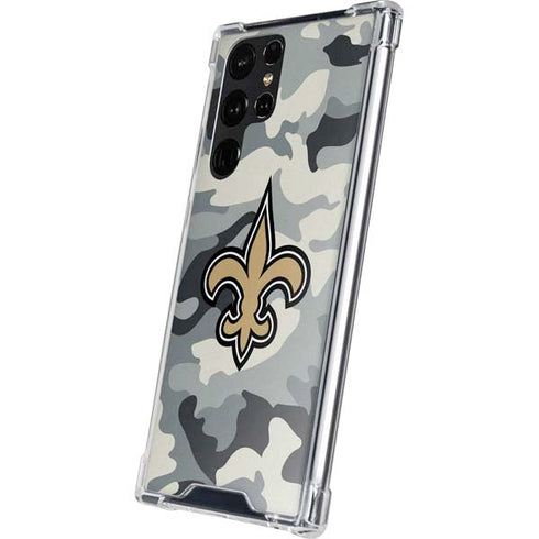 NFL New Orleans Saints Camo Galaxy S24 Ultra Clear Case