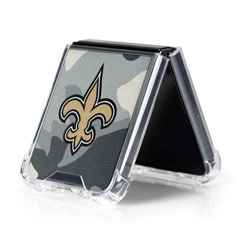 NFL New Orleans Saints Camo Galaxy Z Flip5 5G Clear Case