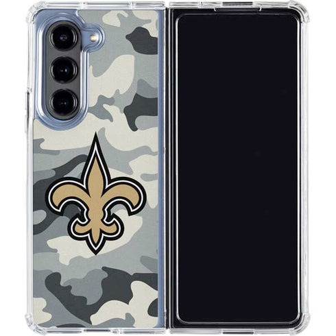 NFL New Orleans Saints Camo Galaxy Z Fold5 5G Clear Case