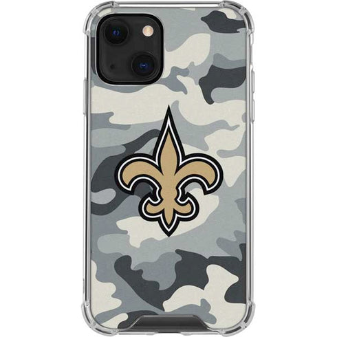 NFL New Orleans Saints Camo iPhone 14 Clear Case