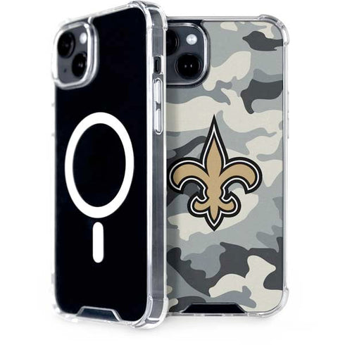 NFL New Orleans Saints Camo iPhone 15 MagSafe Case
