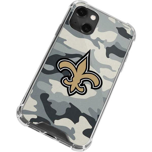 NFL New Orleans Saints Camo iPhone 14 Plus Clear Case