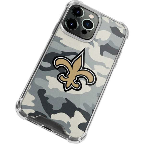 NFL New Orleans Saints Camo iPhone 14 Pro Clear Case