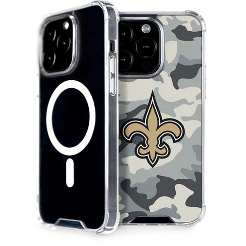 NFL New Orleans Saints Camo iPhone 15 Pro MagSafe Case