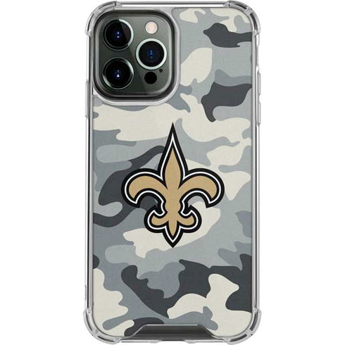 NFL New Orleans Saints Camo iPhone 14 Pro Max Clear Case