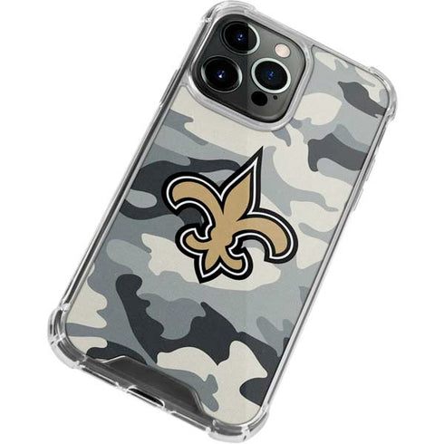 NFL New Orleans Saints Camo iPhone 14 Pro Max Clear Case