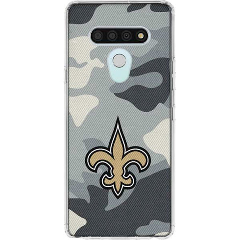 NFL New Orleans Saints Camo LG Stylo 6 Clear Case