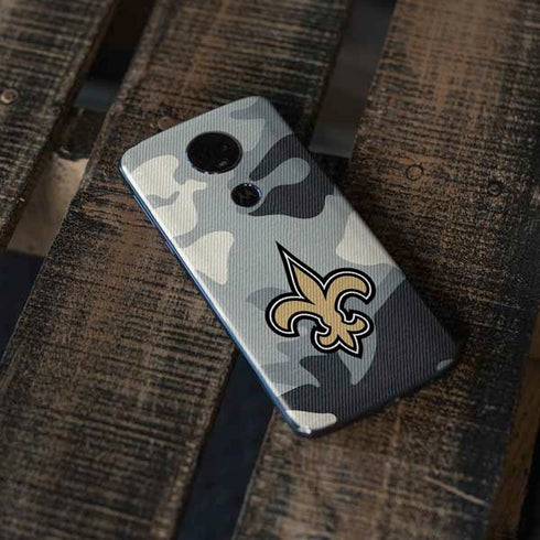 NFL New Orleans Saints Camo Moto E5 Plus Skin