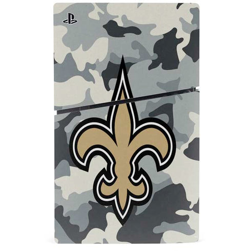NFL New Orleans Saints Camo PS5 Slim Disk Console Skin