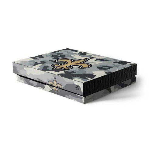NFL New Orleans Saints Camo Xbox One X Console Skin