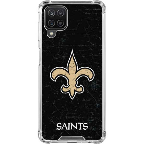 NFL New Orleans Saints Distressed Galaxy A12 Clear Case