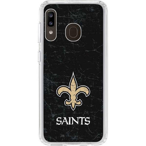 NFL New Orleans Saints Distressed Galaxy A20 Clear Case