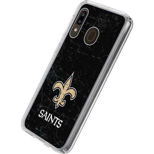 NFL New Orleans Saints Distressed Galaxy A20 Clear Case