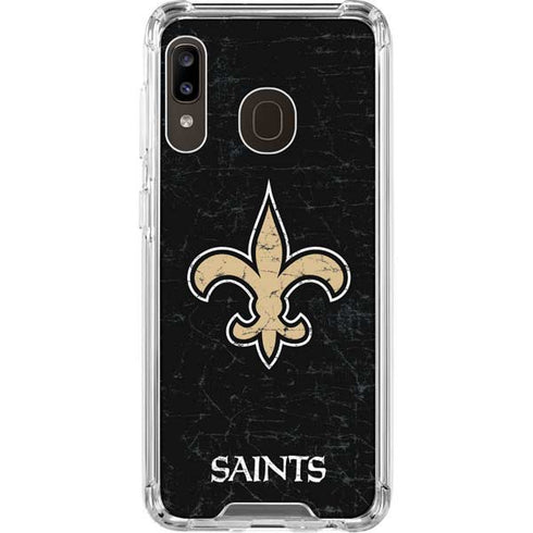 NFL New Orleans Saints Distressed Galaxy A30 Clear Case