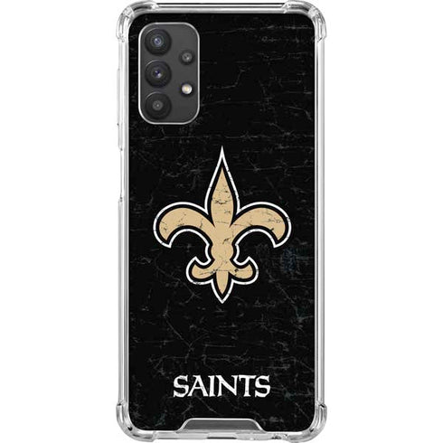 NFL New Orleans Saints Distressed Galaxy A32 5G Clear Case