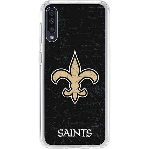 NFL New Orleans Saints Distressed Galaxy A50 Clear Case