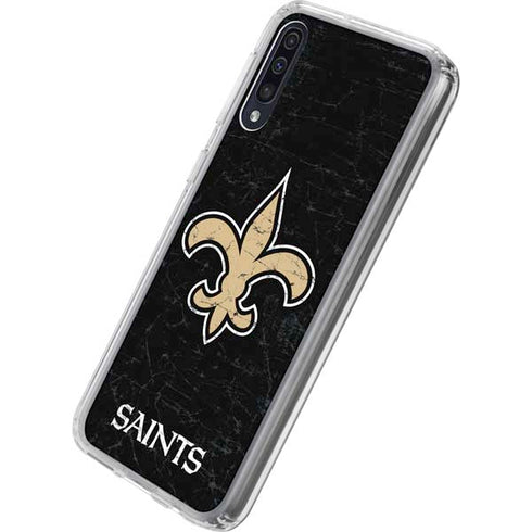 NFL New Orleans Saints Distressed Galaxy A50 Clear Case