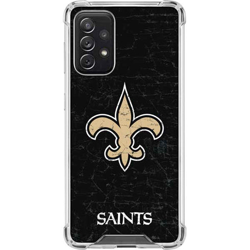 NFL New Orleans Saints Distressed Galaxy A72 5G Clear Case