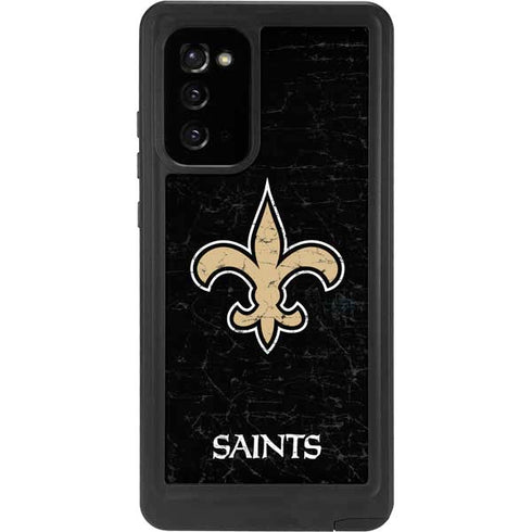 NFL New Orleans Saints Distressed Galaxy Note20 5G Waterproof Case