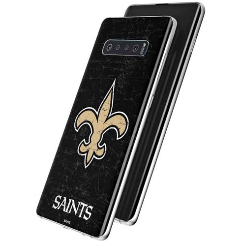 NFL New Orleans Saints Distressed Galaxy S10 Plus Skin