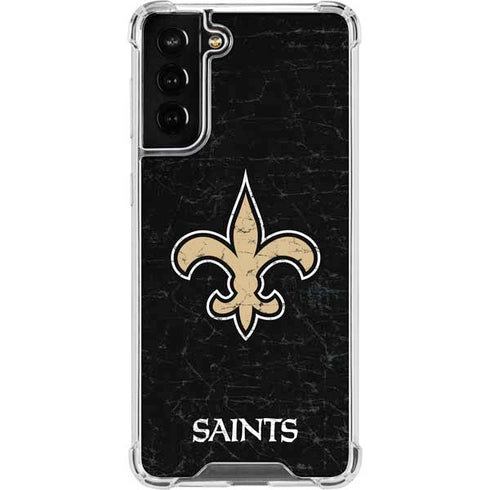 NFL New Orleans Saints Distressed Galaxy S21 FE Clear Case