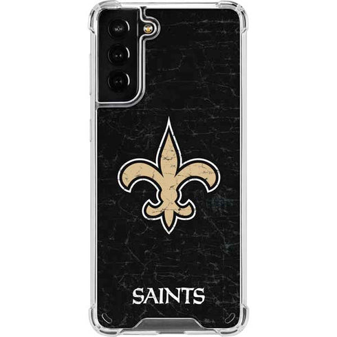 NFL New Orleans Saints Distressed Galaxy S21 Plus 5G Clear Case