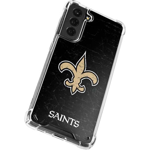 NFL New Orleans Saints Distressed Galaxy S21 Plus 5G Clear Case