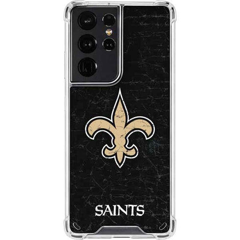 NFL New Orleans Saints Distressed Galaxy S21 Ultra 5G Clear Case
