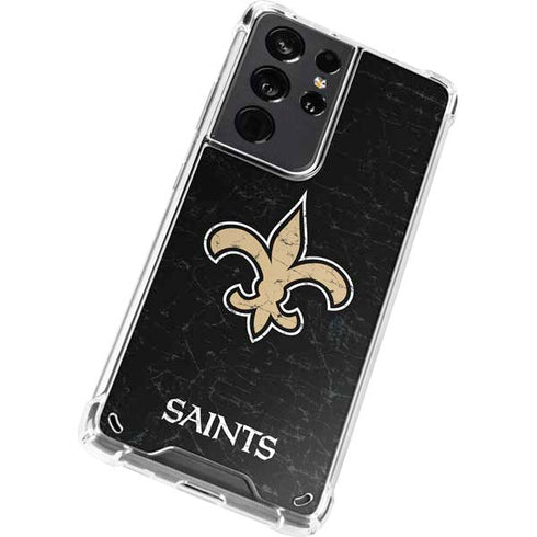 NFL New Orleans Saints Distressed Galaxy S21 Ultra 5G Clear Case