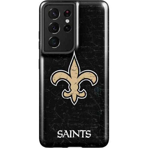 NFL New Orleans Saints Distressed Galaxy S21 Ultra 5G Pro Case