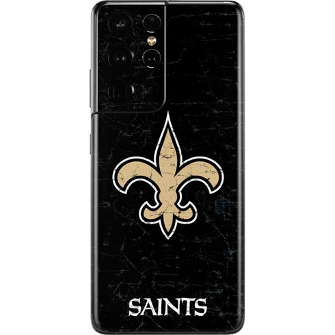 NFL New Orleans Saints Distressed Galaxy S21 Ultra 5G Skin