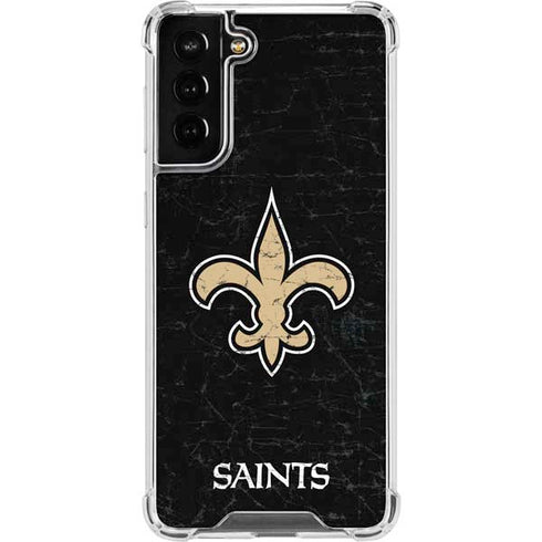 NFL New Orleans Saints Distressed Galaxy S22 Plus Clear Case