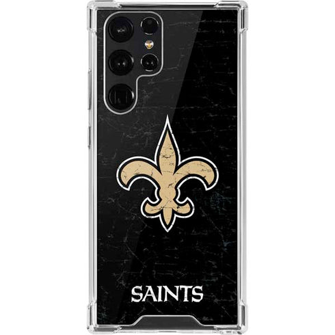 NFL New Orleans Saints Distressed Galaxy S22 Ultra Clear Case