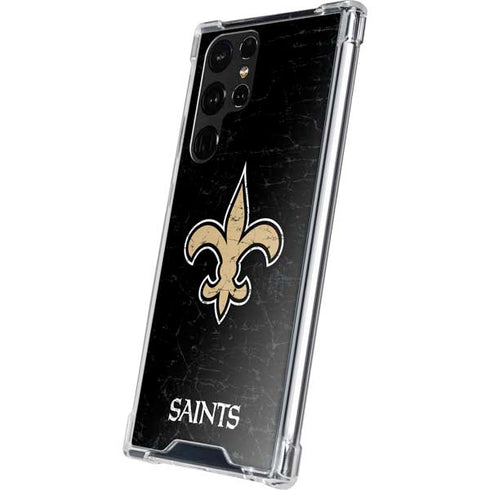 NFL New Orleans Saints Distressed Galaxy S22 Ultra Clear Case
