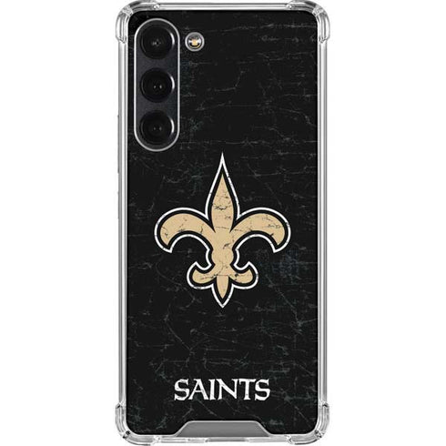 NFL New Orleans Saints Distressed Galaxy S23 Plus Clear Case