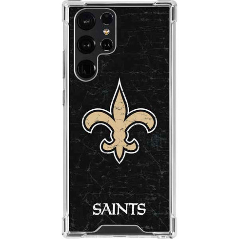 NFL New Orleans Saints Distressed Galaxy S24 Ultra Clear Case