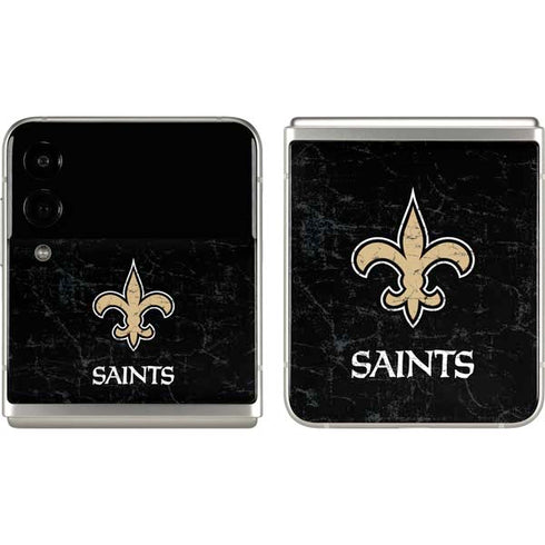 NFL New Orleans Saints Distressed Galaxy Z Flip3 5G Skin
