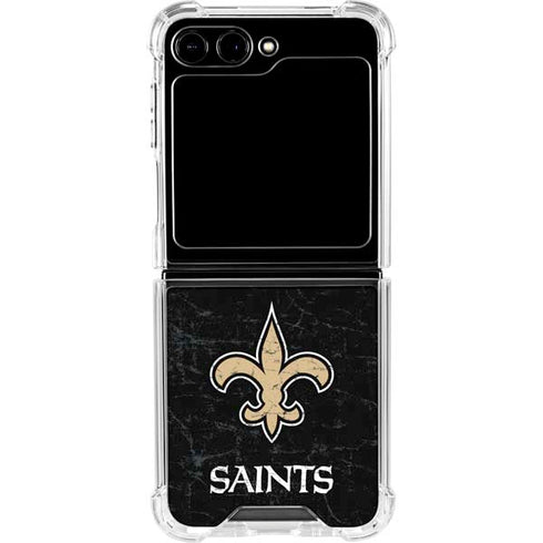 NFL New Orleans Saints Distressed Galaxy Z Flip5 5G Clear Case