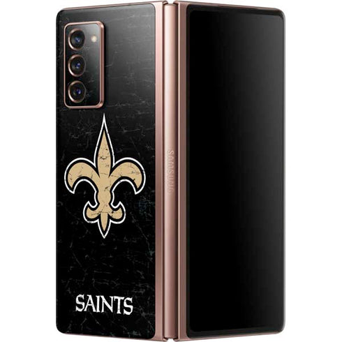 NFL New Orleans Saints Distressed Galaxy Z Fold2 5G Skin