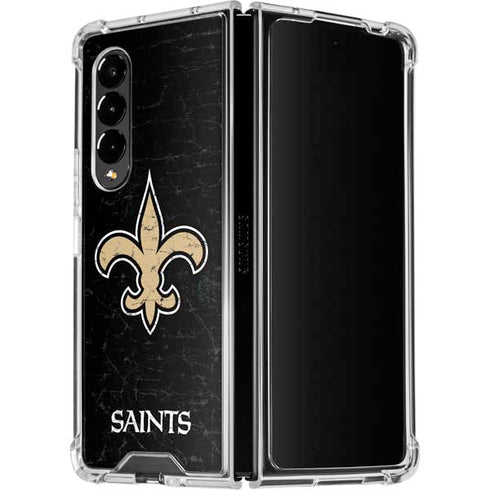 NFL New Orleans Saints Distressed Galaxy Z Fold4 5G Clear Case